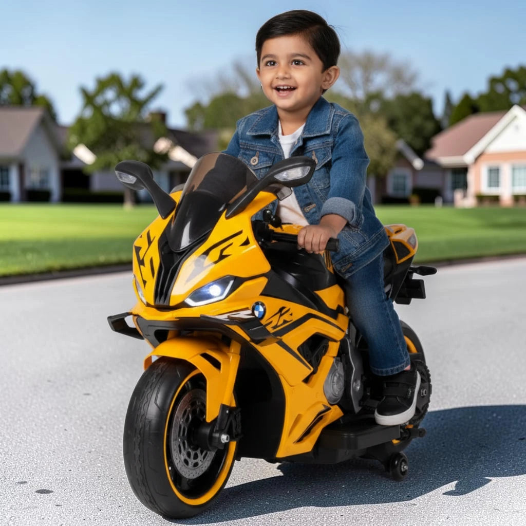 Toy House Battery Operated Ride-On Bike for Kids - B022-Yellow