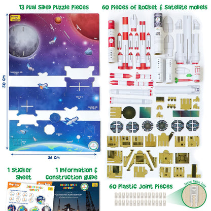 Imagimake Mapology India's Space Odyssey: Educational Rocket Satellite Model Kit & Puzzle