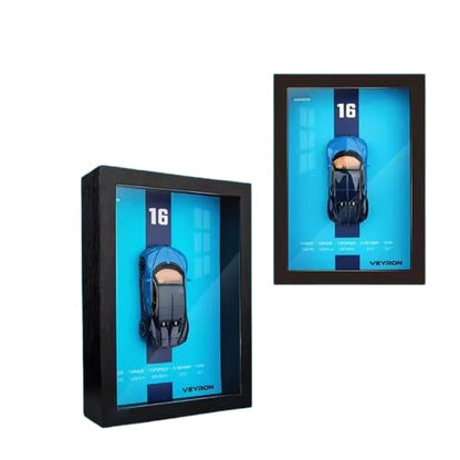 Funspark 3D Car Frame Wall Art Wooden Hanging Painting Frame with Removable Die-Cast Cars, Lights & Sounds Pull-Back Action & Opening Doors Collectible Display for Car Decoration (Shelby)