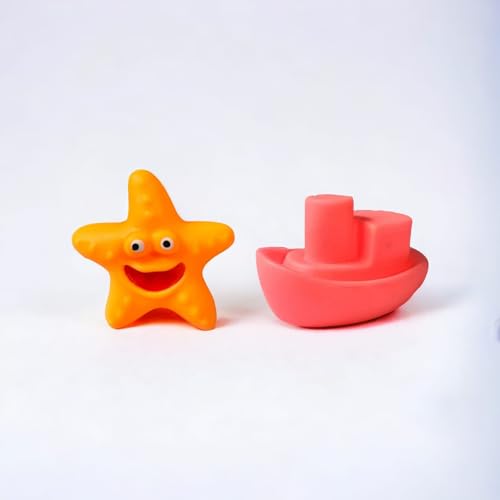 TIPTOP Rubber Floating Bath Toys for Babies & Kids | Colourful Aquatic Animal Chu Chu Toys | Safe & Squeezable Sound Toys for Bath time & Water Play | Pack of 6