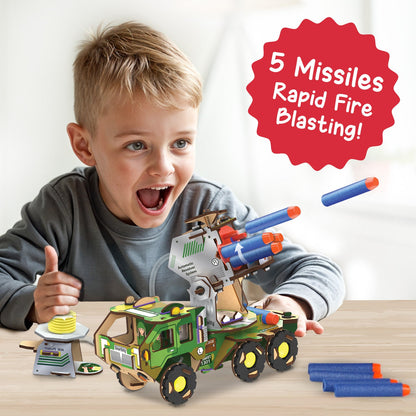 STEM Air-Powered Missile Truck Construction Toy Kit - Ages 8-14 Years