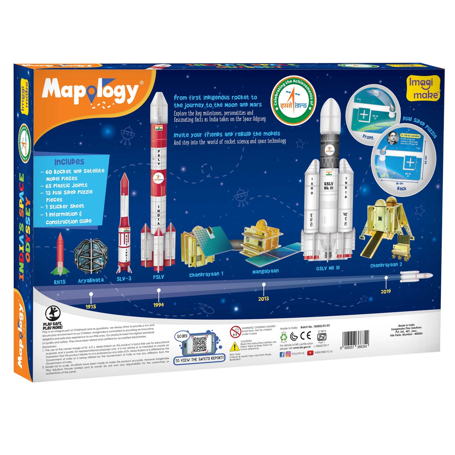 Imagimake Mapology India's Space Odyssey: Educational Rocket Satellite Model Kit & Puzzle