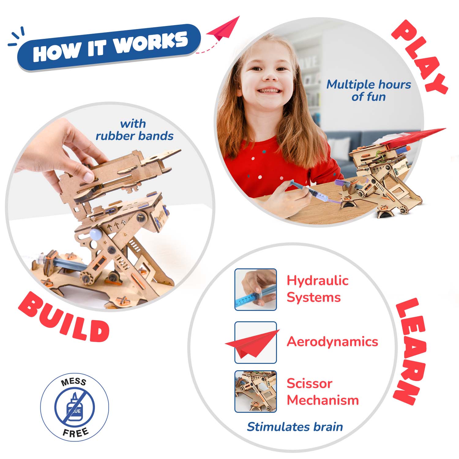 DIY Hydraulic Plane Launcher: STEM Educational Construction Toy for Kids 6-10