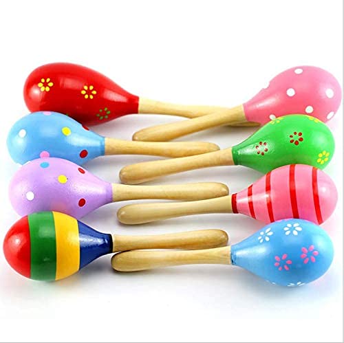 SHORO Handcrafted Wooden Baby Rattle Egg Shaker Set of 2