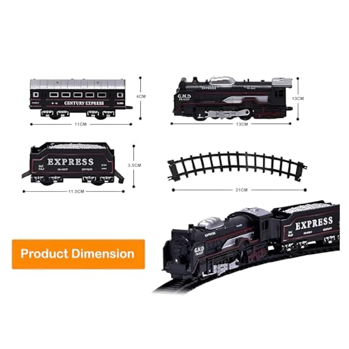 TIPTOP Smoking Train Battery Operated Electric Train Set, 13 Pieces with Lights and Sound, Express Locomotive with Track