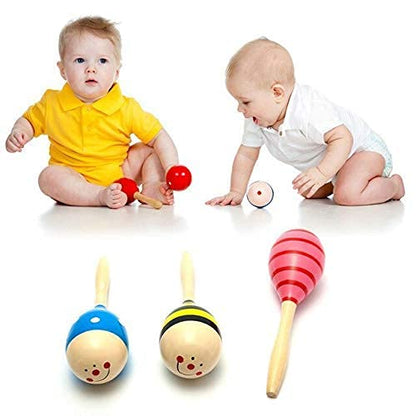 SHORO Handcrafted Wooden Baby Rattle Egg Shaker Set of 2