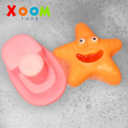 TIPTOP Rubber Floating Bath Toys for Babies & Kids | Colourful Aquatic Animal Chu Chu Toys | Safe & Squeezable Sound Toys for Bath time & Water Play | Pack of 6