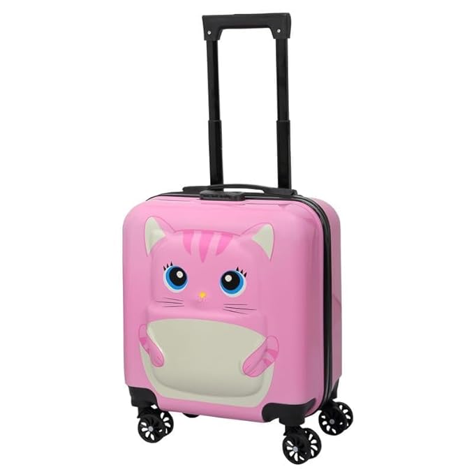 OBIXO Pink Kids' Rolling Suitcase with Spinner Wheels for Travel Adventures