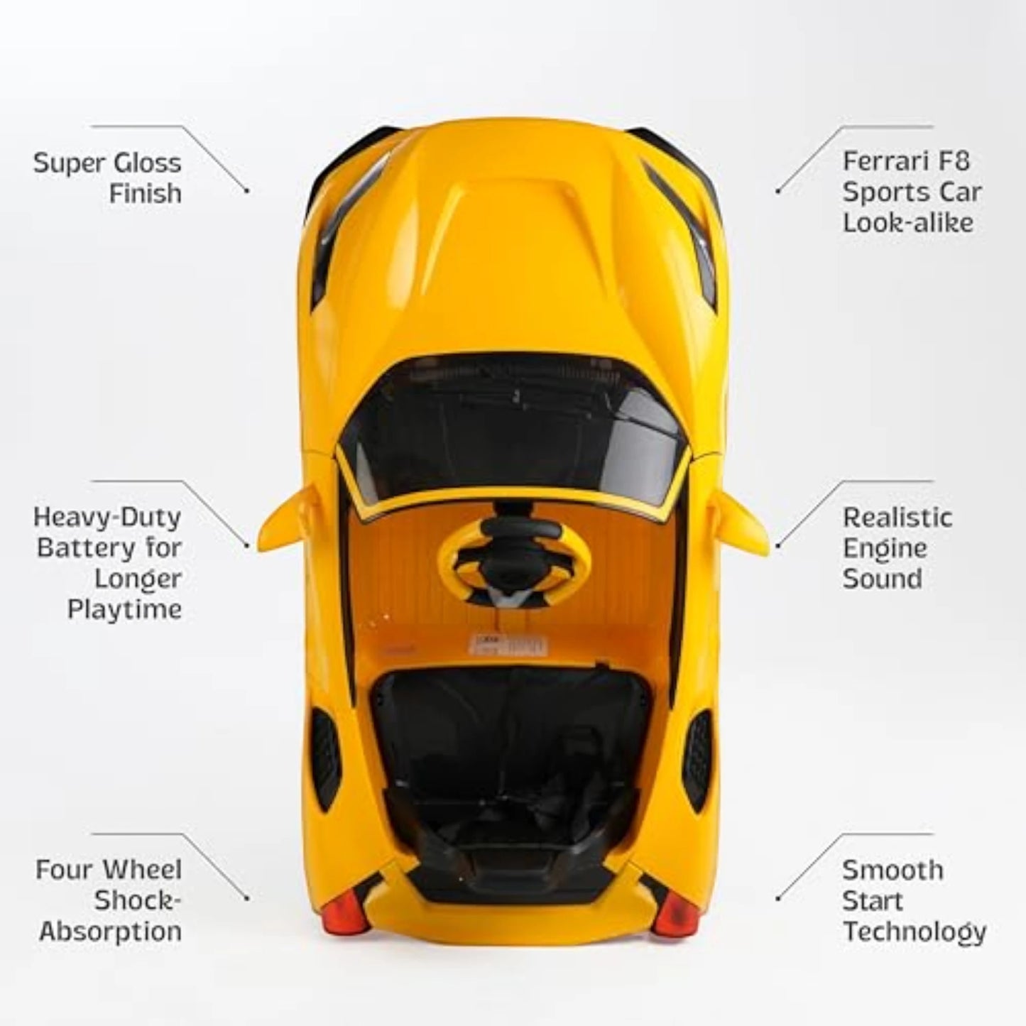 Toy House Battery Operated Ride-On Car for Kids - Yellow