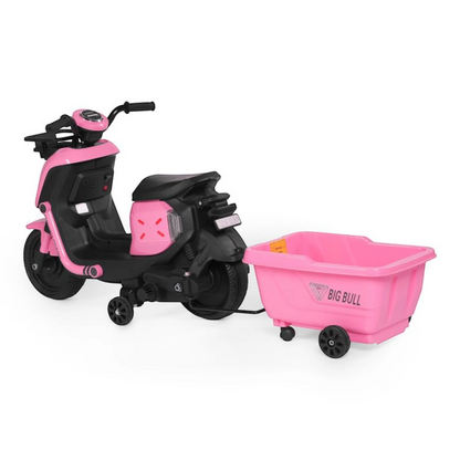 Toy House EV NIU Ride-On Scooter with Trailer for Kids EV06-Pink- Age 3+