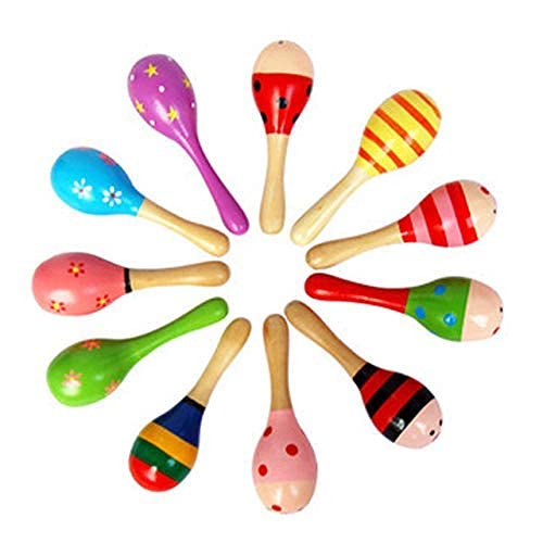 SHORO Handcrafted Wooden Baby Rattle Egg Shaker Set of 2