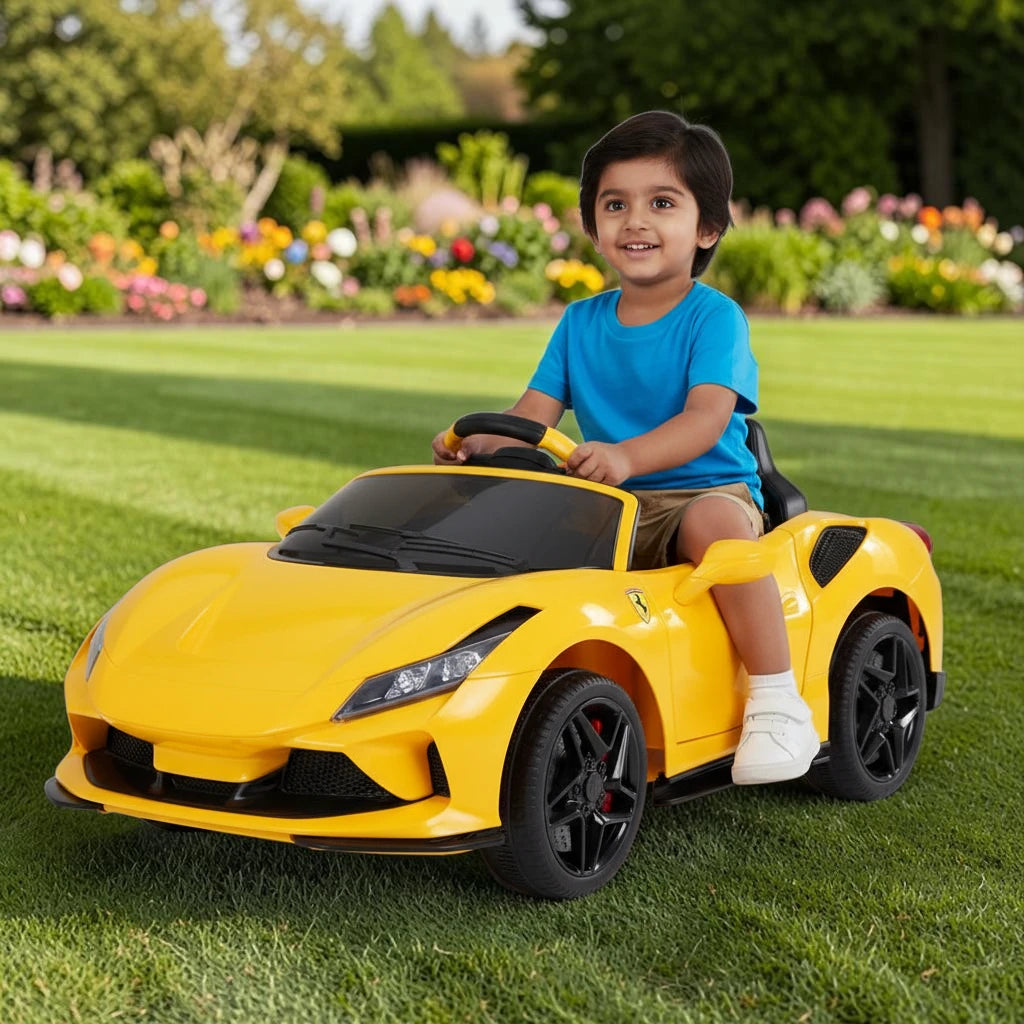 Toy House Battery Operated Ride-On Car for Kids - Yellow