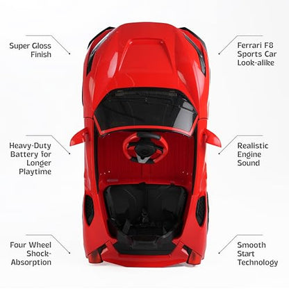 Toy House Battery Operated Ride-On Car for Kids - Red