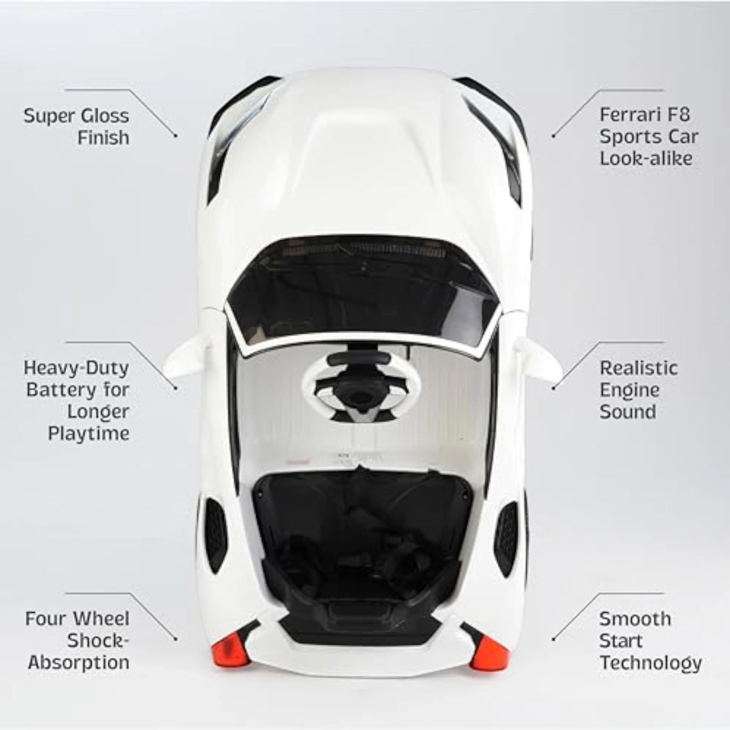 Toy House Battery Operated Ride-On Car for Kids - White
