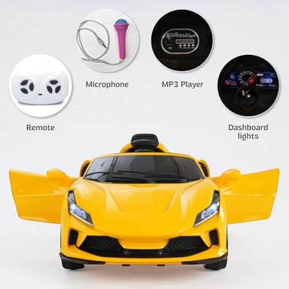 Toy House Battery Operated Ride-On Car for Kids - Yellow