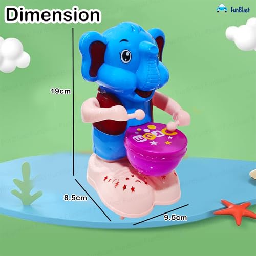 TIPTOP Elephant Drummer Toy for Kids - Swinging & Rotating Funny Musical Drum Beat Toys for Kids & Toddlers, Light and Music Toys for Babies & Toddlers ( random )