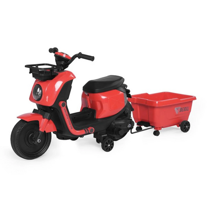 Toy House EV NIU Ride-On Scooter with Trailer for Kids EV06-Red - Age 3+