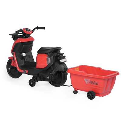 Toy House EV NIU Ride-On Scooter with Trailer for Kids EV06-Red - Age 3+