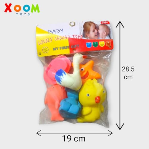 TIPTOP Rubber Floating Bath Toys for Babies & Kids | Colourful Aquatic Animal Chu Chu Toys | Safe & Squeezable Sound Toys for Bath time & Water Play | Pack of 6