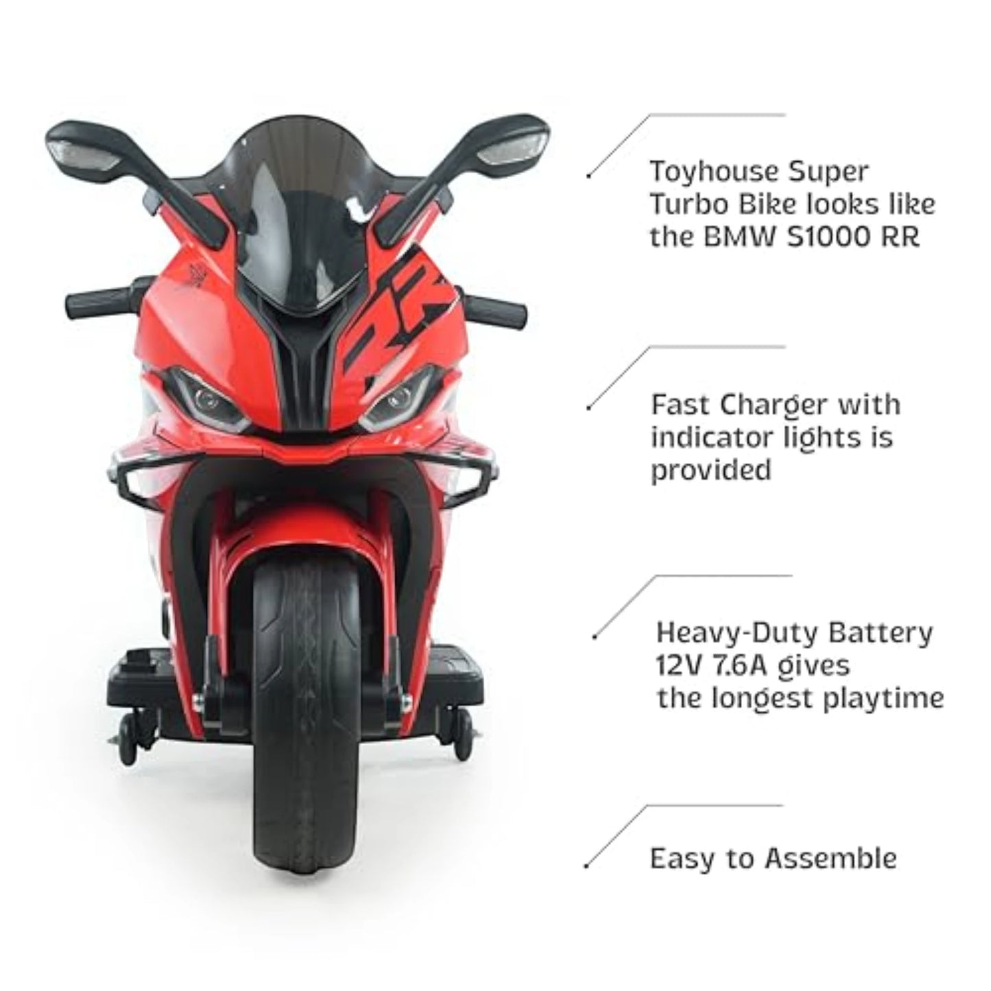 Toy House Battery Operated Ride-On Bike for Kids - B022-Red