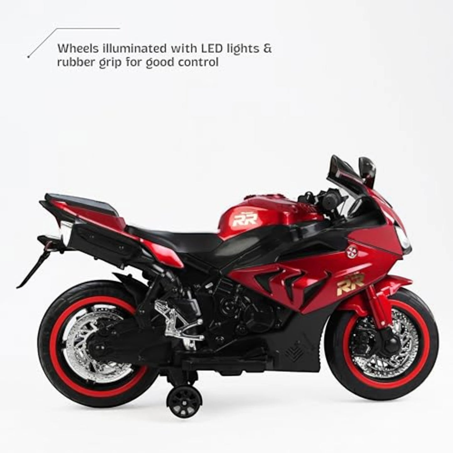 Toy House Battery Operated Ride-On Bike for Kids 3 to 8 Years - B018-Metalic Red