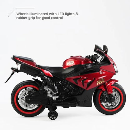 Toy House Battery Operated Ride-On Bike for Kids 3 to 8 Years - B018-Metalic Red