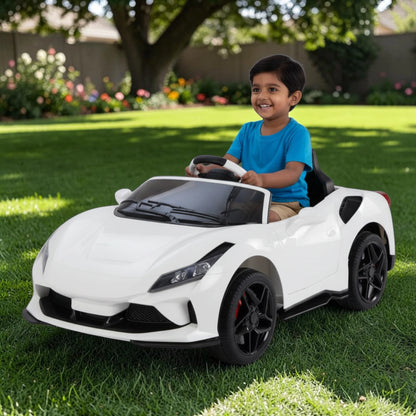 Toy House Battery Operated Ride-On Car for Kids - White
