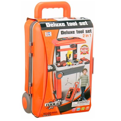 TIPTOP Tool Set Premium Construction Role Play Toys with Extended Handle Carrying Case & Accessories Little Luggage Set