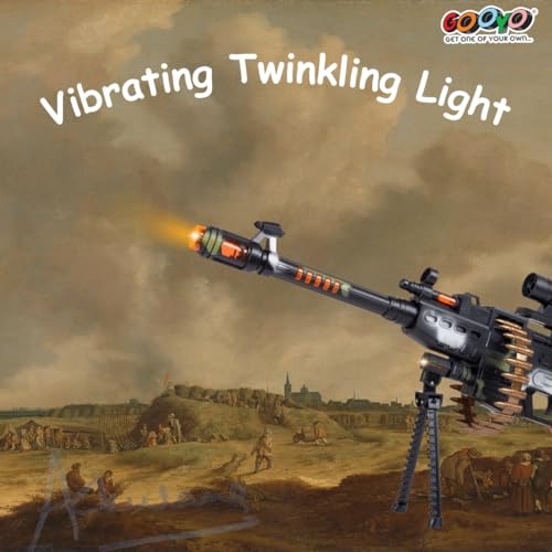 TIPTOP GY-8626 Revolving Machine Gun Toy with Stand and Carry Strap, Flashing Lights & Sound Effect