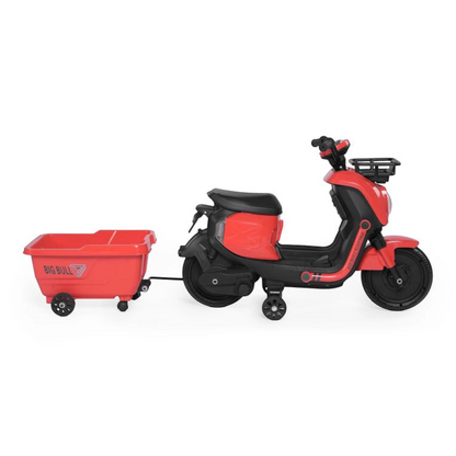 Toy House EV NIU Ride-On Scooter with Trailer for Kids EV06-Red - Age 3+