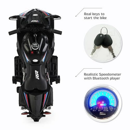 Toy House Battery Operated Ride-On Bike for Kids Age 3-8 - B018-Black