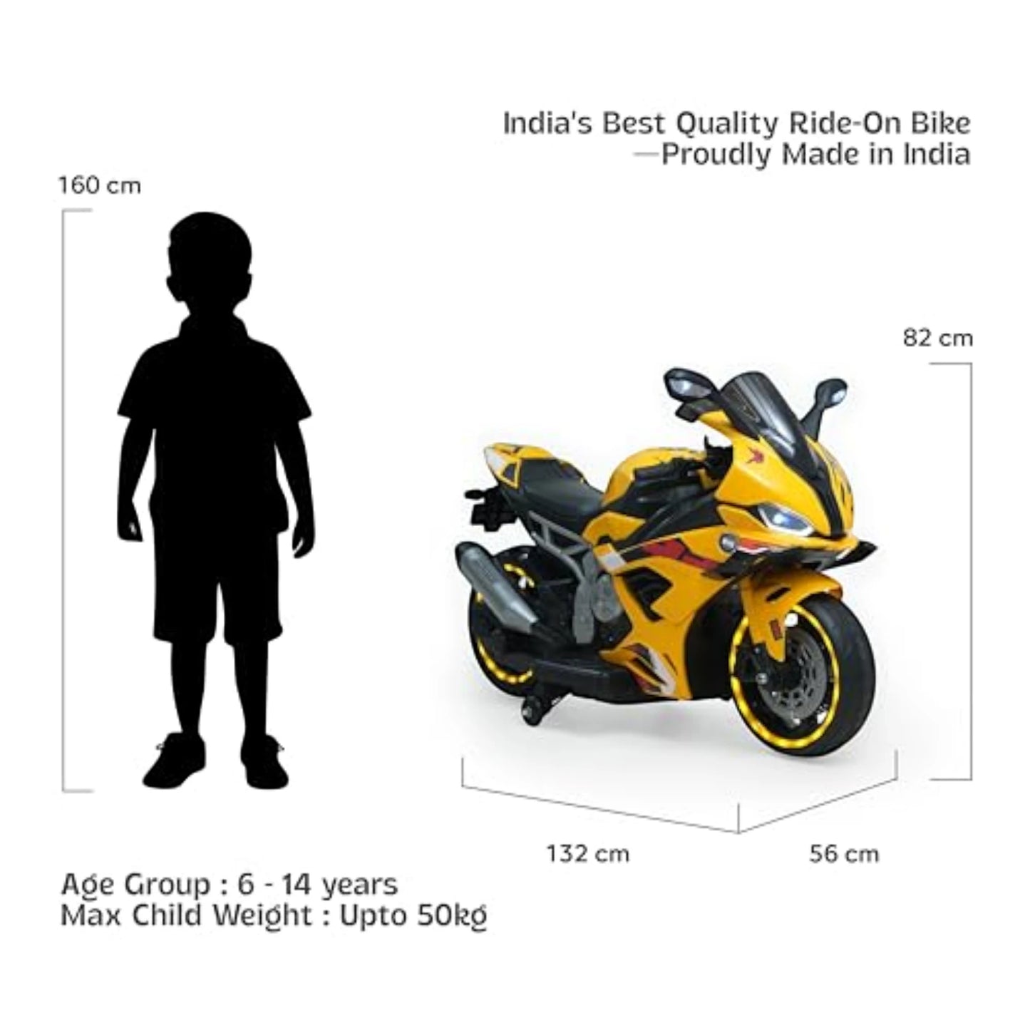 Toy House Battery Operated Ride-On Bike for Kids - B022-Yellow