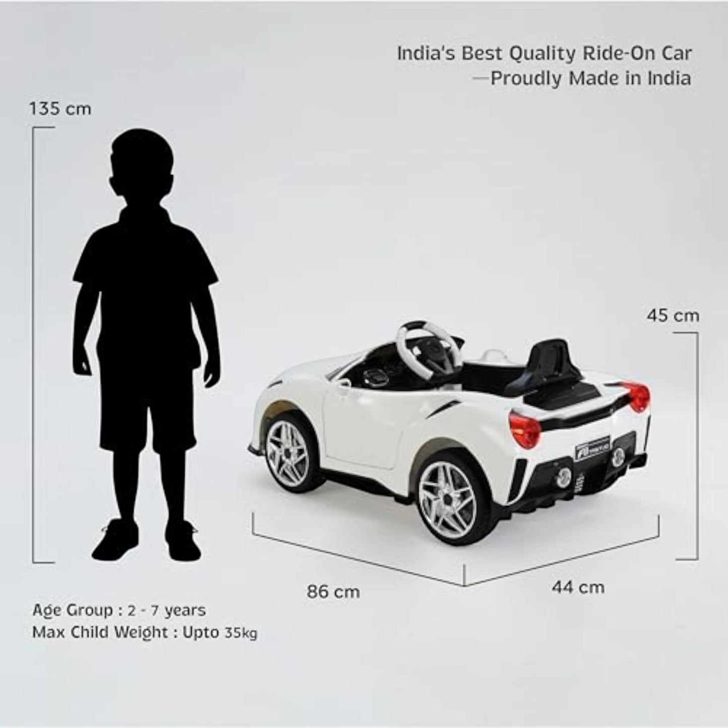 Toy House Battery Operated Ride-On Car for Kids - White