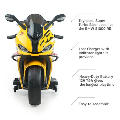 Toy House Battery Operated Ride-On Bike for Kids - B022-Yellow