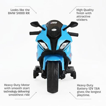 Toy House Battery Operated Ride-On Bike for Kids 3 to 8 Years - B018-Blue
