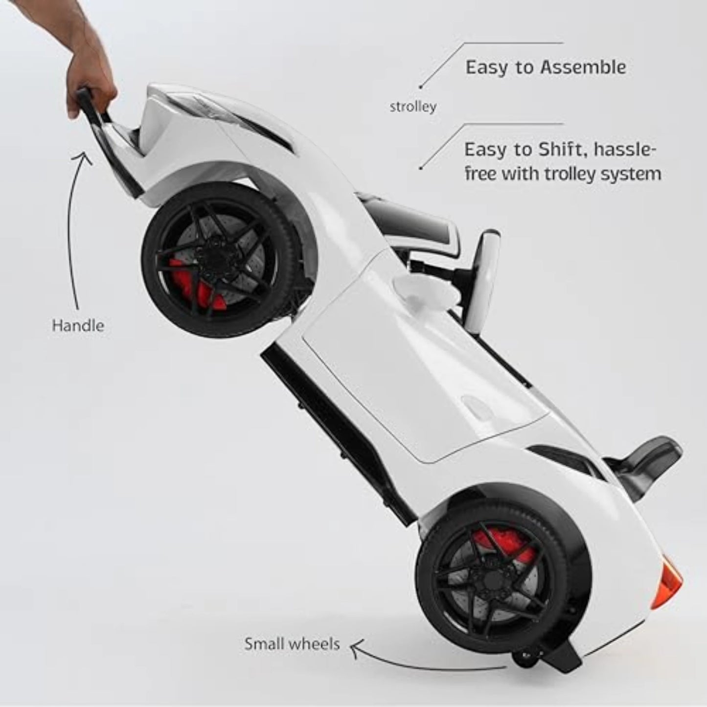 Toy House Battery Operated Ride-On Car for Kids - White With Sticker