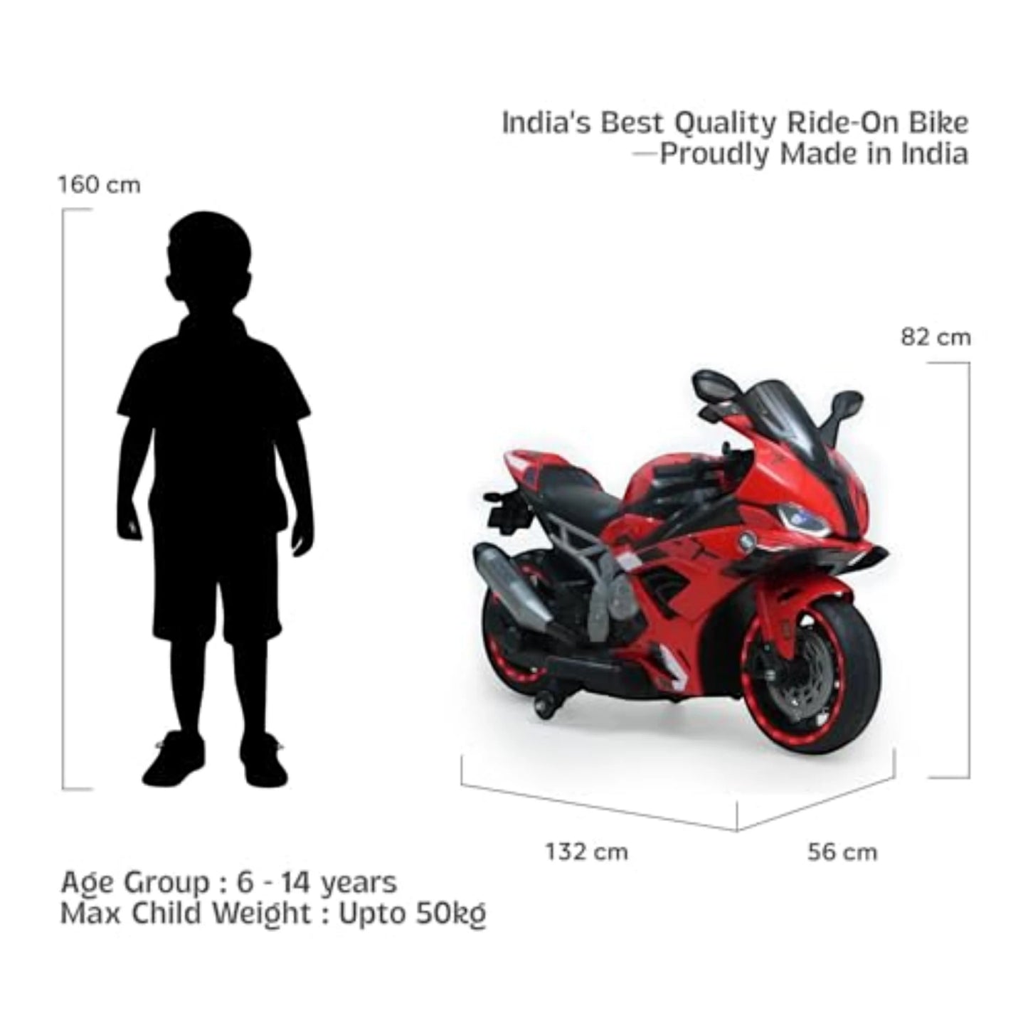 Toy House Battery Operated Ride-On Bike for Kids - B022-Red