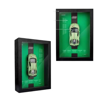 Funspark 3D Car Frame Wall Art Wooden Hanging Painting Frame with Removable Die-Cast Cars, Lights & Sounds Pull-Back Action & Opening Doors Collectible Display for Car Decoration (Shelby)
