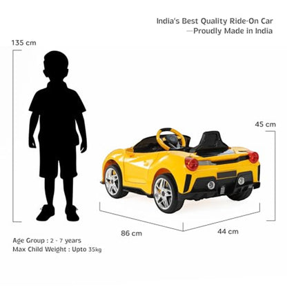 Toy House Battery Operated Ride-On Car for Kids - Yellow