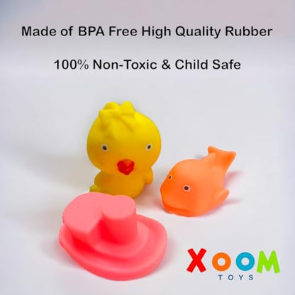 TIPTOP Rubber Floating Bath Toys for Babies & Kids | Colourful Aquatic Animal Chu Chu Toys | Safe & Squeezable Sound Toys for Bath time & Water Play | Pack of 6