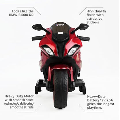 Toy House Battery Operated Ride-On Bike for Kids 3 to 8 Years - B018-Metalic Red