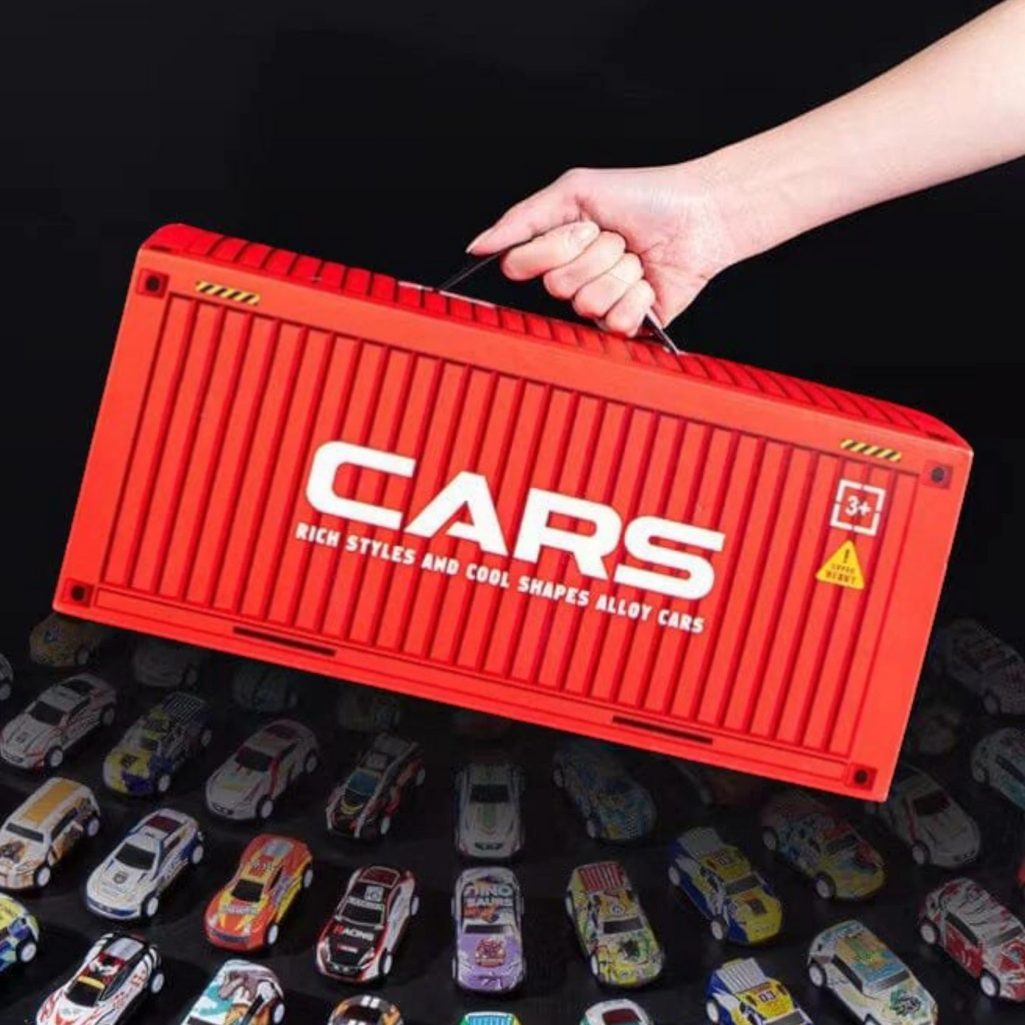 TIPTOP 48pcs Pull Back Cars Set, Alloy Racing Car, Toy Set with Container Storage & Foldable Road Map Play Mat, Friction Powered Vehicles for Kids Boys & Girls