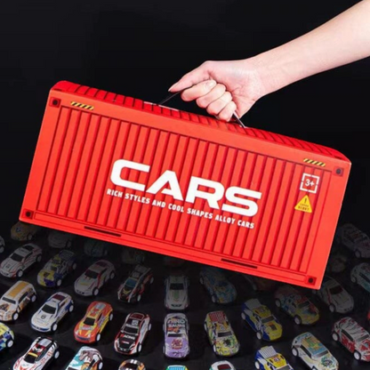 TIPTOP 48pcs Pull Back Cars Set, Alloy Racing Car, Toy Set with Container Storage & Foldable Road Map Play Mat, Friction Powered Vehicles for Kids Boys & Girls