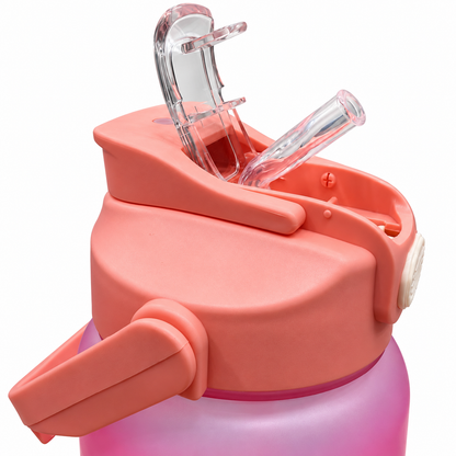 Motivational Water Bottle 3pcs Set with Time Markers Water Lines - 2000ml, 900ml,300ml