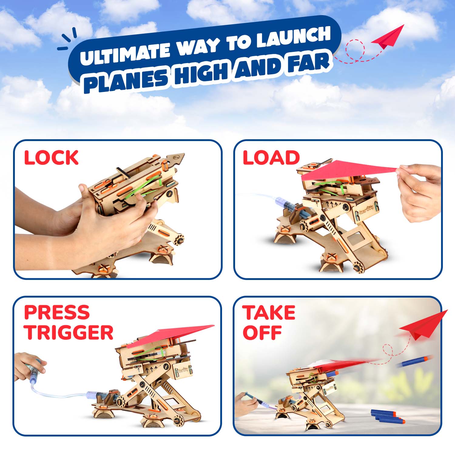 DIY Hydraulic Plane Launcher: STEM Educational Construction Toy for Kids 6-10