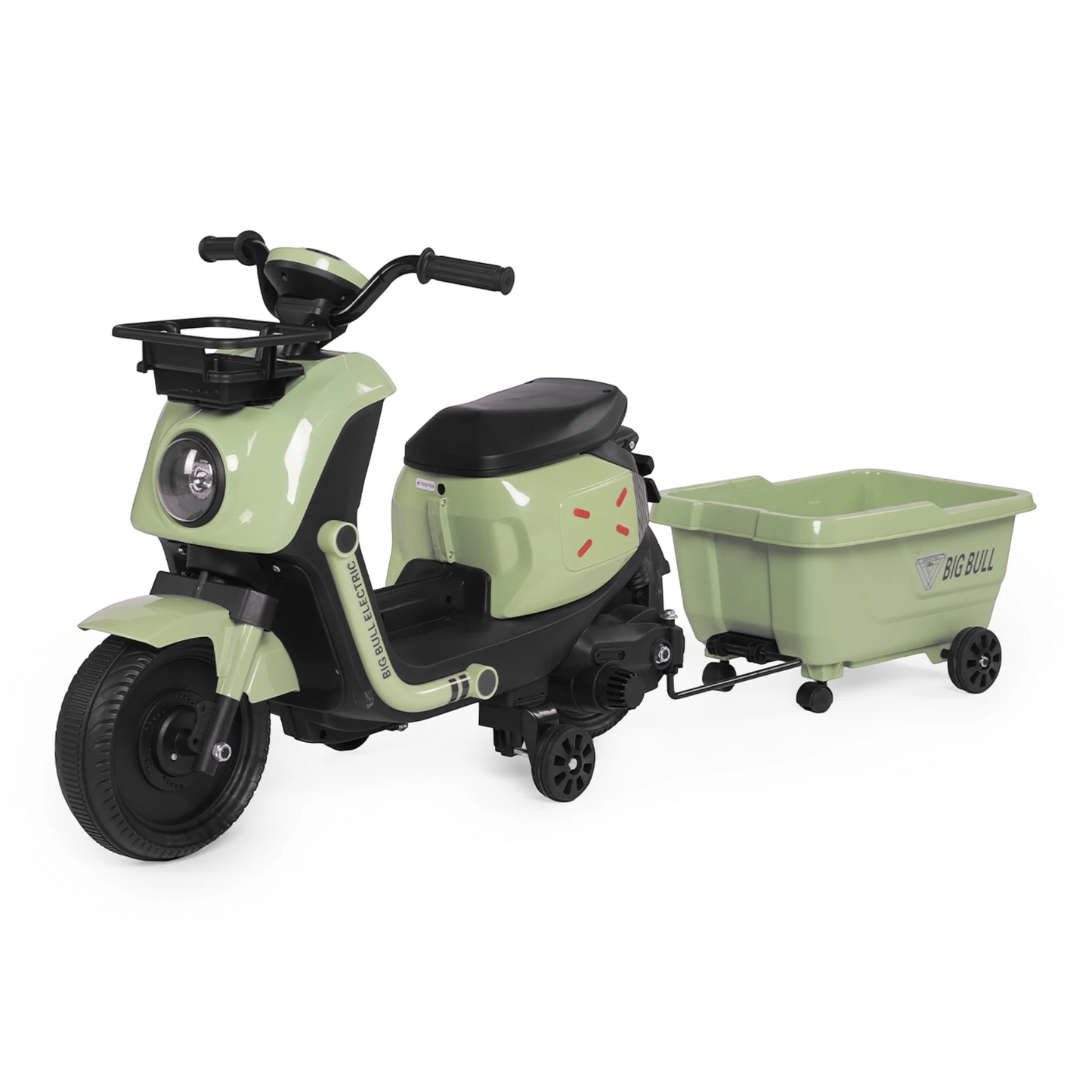 Toy House EV NIU Ride-On Scooter with Trailer for Kids EV06-Green - Age 3+