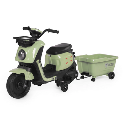 Toy House EV NIU Ride-On Scooter with Trailer for Kids EV06-Green - Age 3+