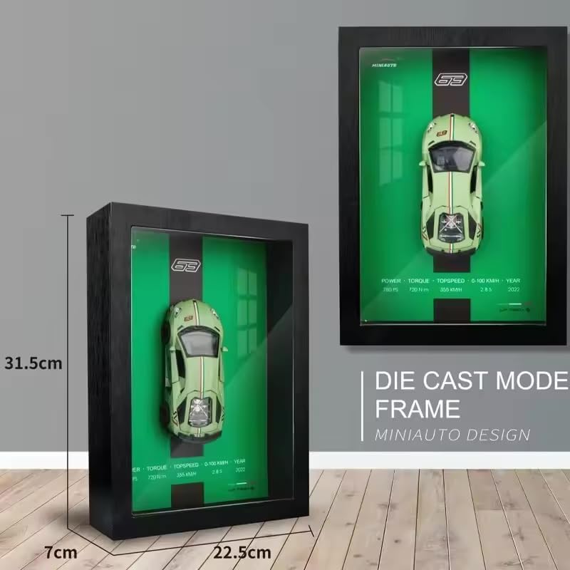 Funspark 3D Car Frame Wall Art Wooden Hanging Painting Frame with Removable Die-Cast Cars, Lights & Sounds Pull-Back Action & Opening Doors Collectible Display for Car Decoration (Shelby)