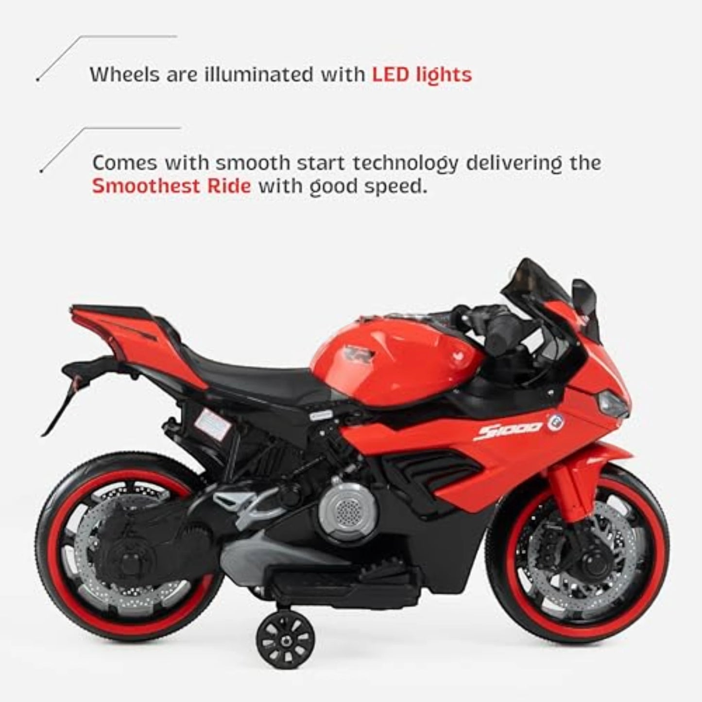 Toy House Battery Operated Ride-On Bike for Kids 2 to 6 Years - B011-Red