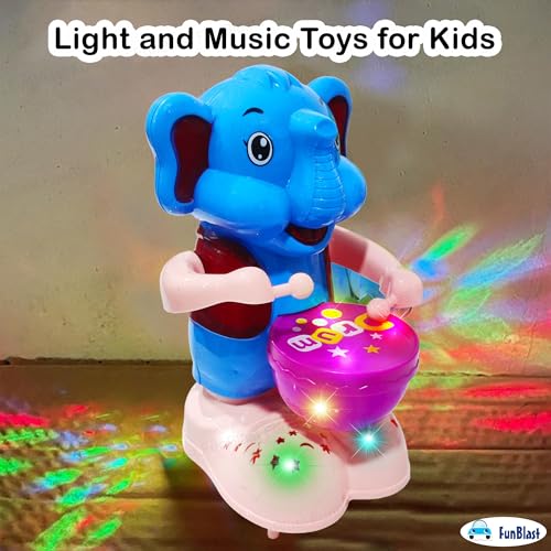 TIPTOP Elephant Drummer Toy for Kids - Swinging & Rotating Funny Musical Drum Beat Toys for Kids & Toddlers, Light and Music Toys for Babies & Toddlers ( random )